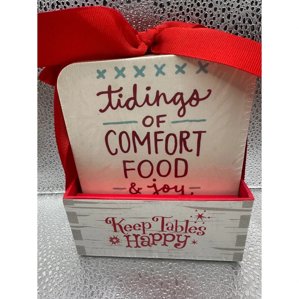 Hallmark North Pole 16 Snow Coasters‎ 4 Designs Comfort Food Joy Gift Set